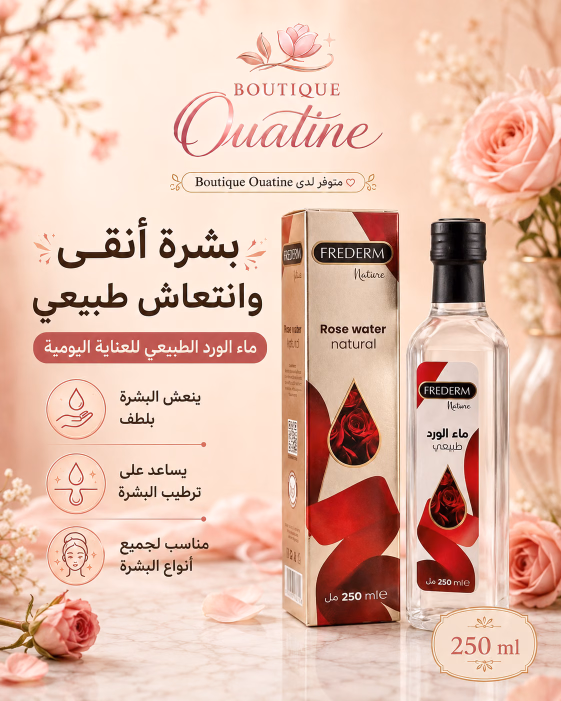 ماء الورد الطبيعي FREDERM Nature – 250 مل
